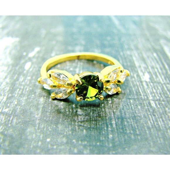 Womens 925 European American Artificial Emerald Zircon Gemstone Fashion Ring 8 - Picture 5 of 8
